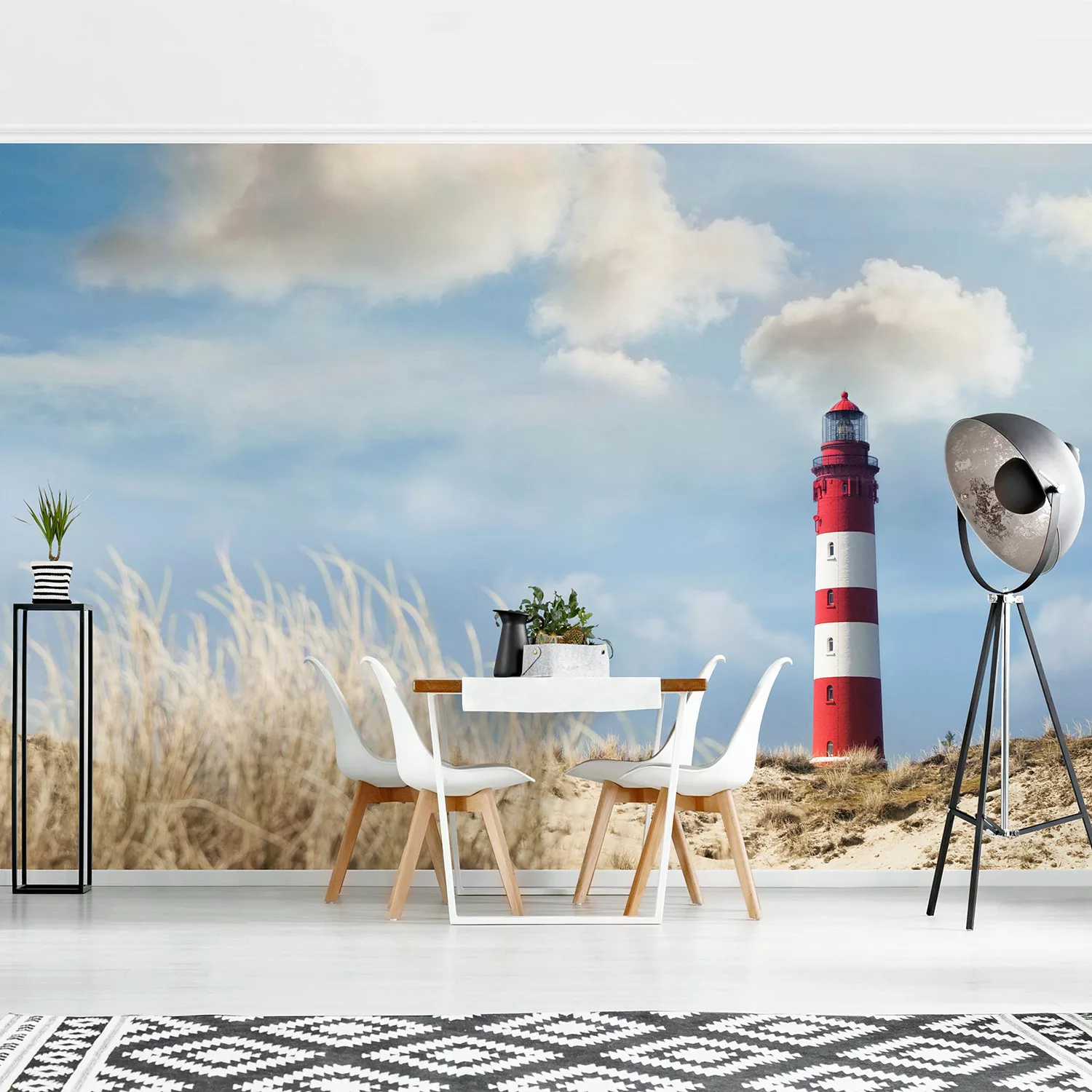 Bilderwelten Fototapete Strand Leuchtturm in den Dünen blau Gr. 432 x 290 günstig online kaufen