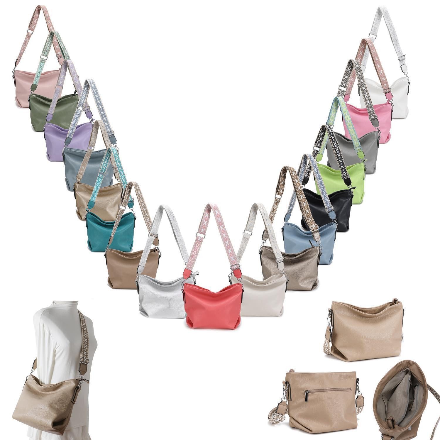 ITALYSHOP24 Schultertasche Damen Tasche Shopper HOBO günstig online kaufen