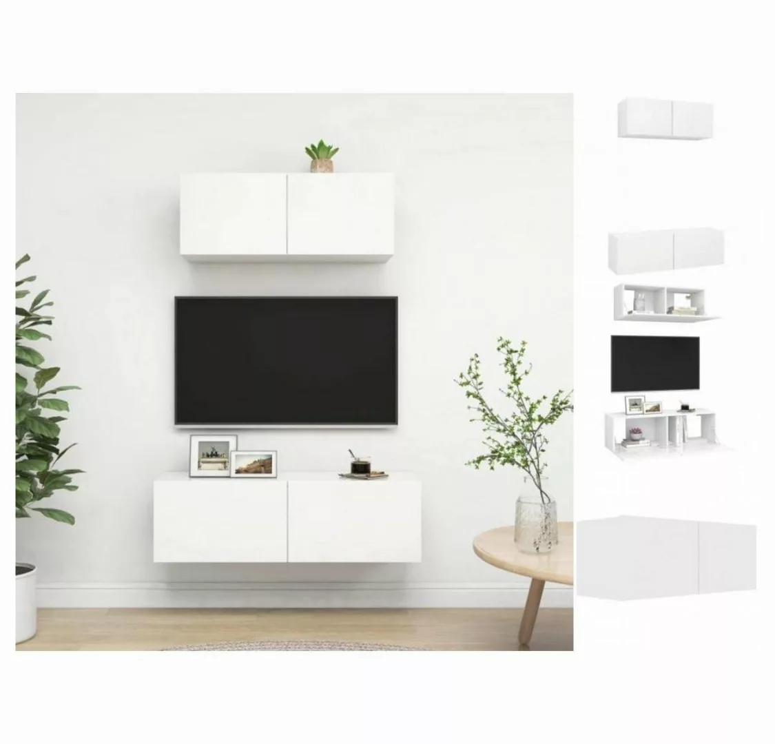 vidaXL Kleiderschrank 2-tlg TV-Schrank-Set Weiß Spanplatte günstig online kaufen