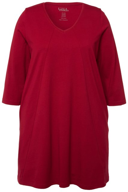 Ulla Popken Longshirt Longshirt Ziernähte A-Linie V-Ausschnitt 3/4-Arm günstig online kaufen