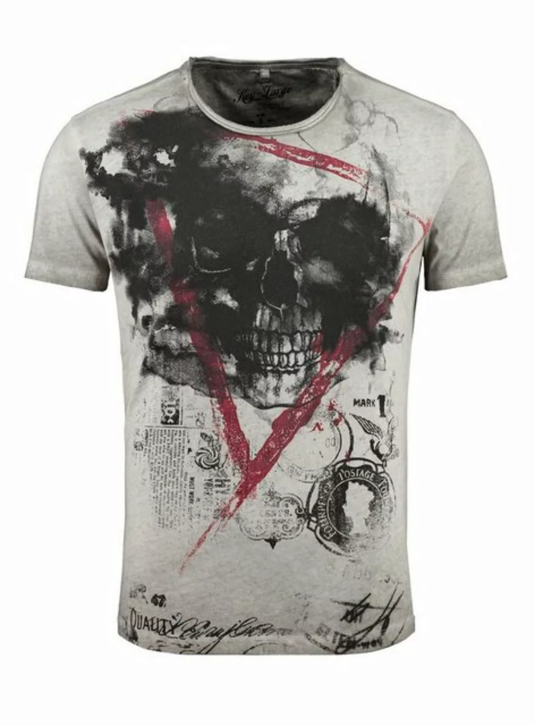 Key Largo T-Shirt Hype Skull Print vintage Look MT00340 Rundhals-Auschnitt günstig online kaufen