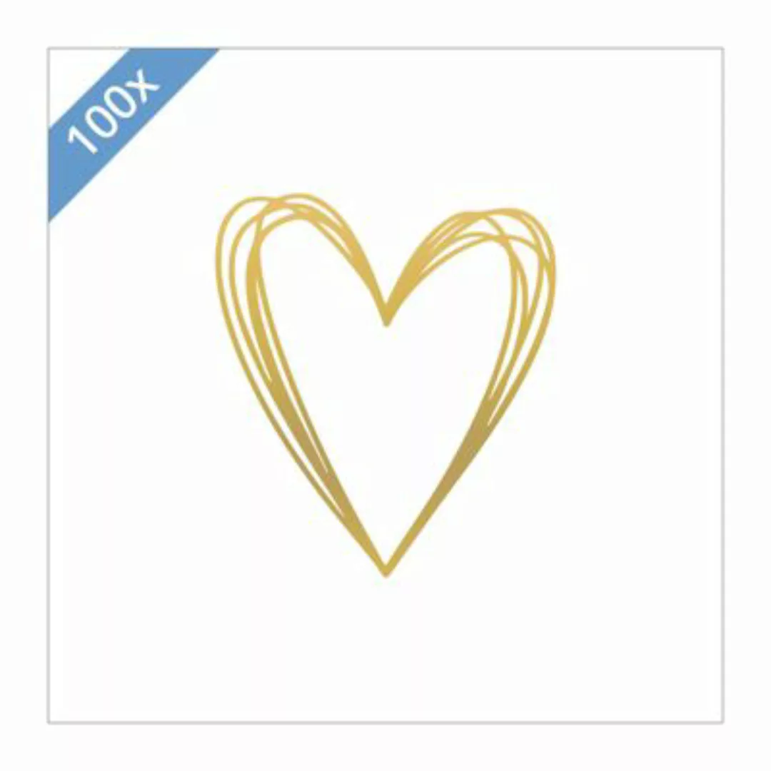 ppd Papier Servietten 33 x 33 cm 100 St. 'Pure Heart' Papierservietten gold günstig online kaufen
