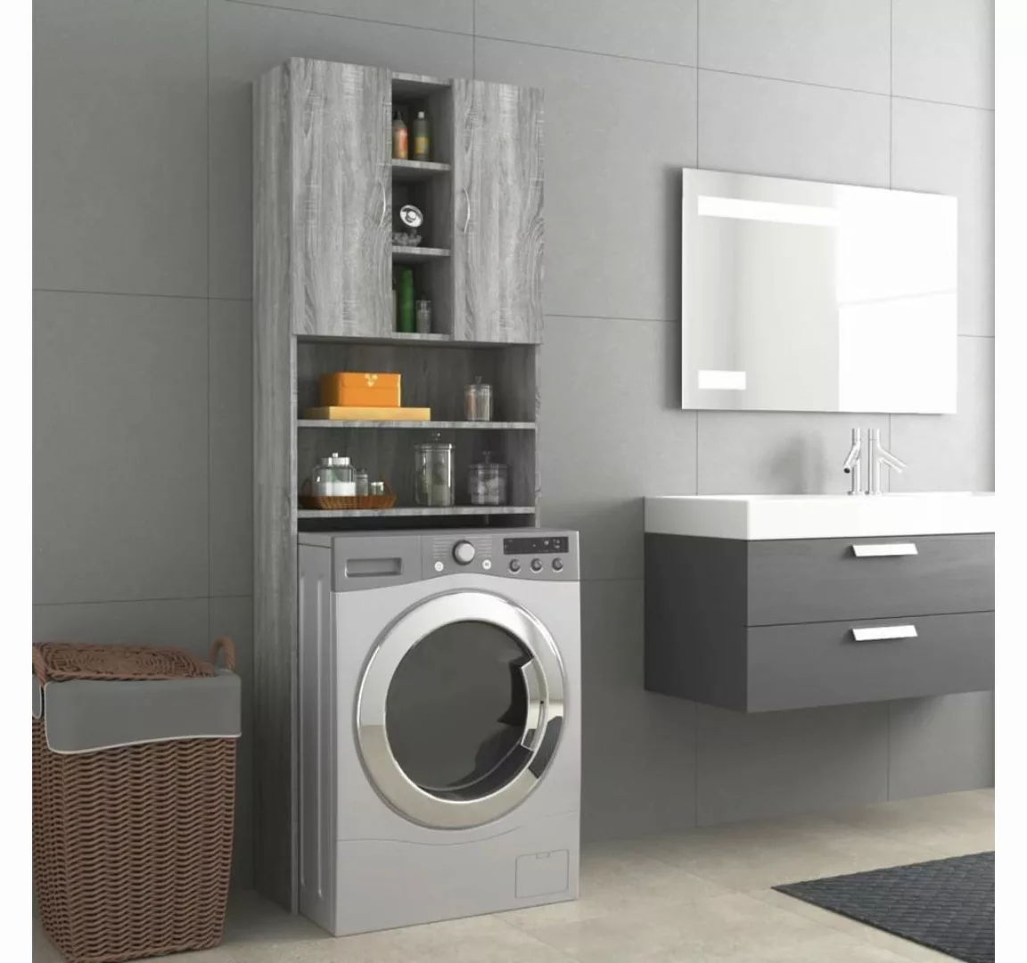 vidaXL Waschmaschinenumbauschrank Waschmaschinenschrank Grau Sonoma 64x25,5 günstig online kaufen