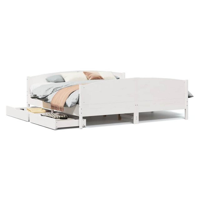 vidaXL Bett, Massivholzbett ohne Matratze Weiß 200x200 cm Kiefernholz günstig online kaufen