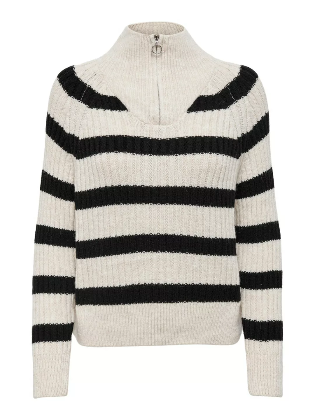 ONLY Stehkragenpullover ONLLEISE FREYA LS ZIP HIGH NECK KNT NOOS mit Streif günstig online kaufen