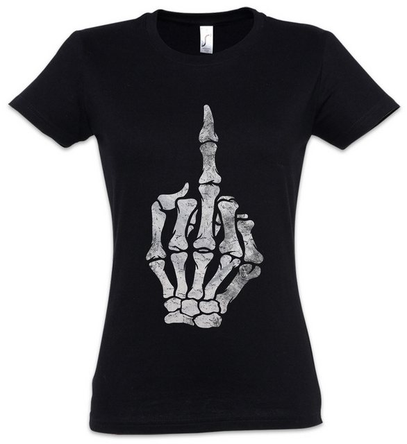 Urban Backwoods Print-Shirt Skeleton Middle Finger Damen T-Shirt kelett Kno günstig online kaufen