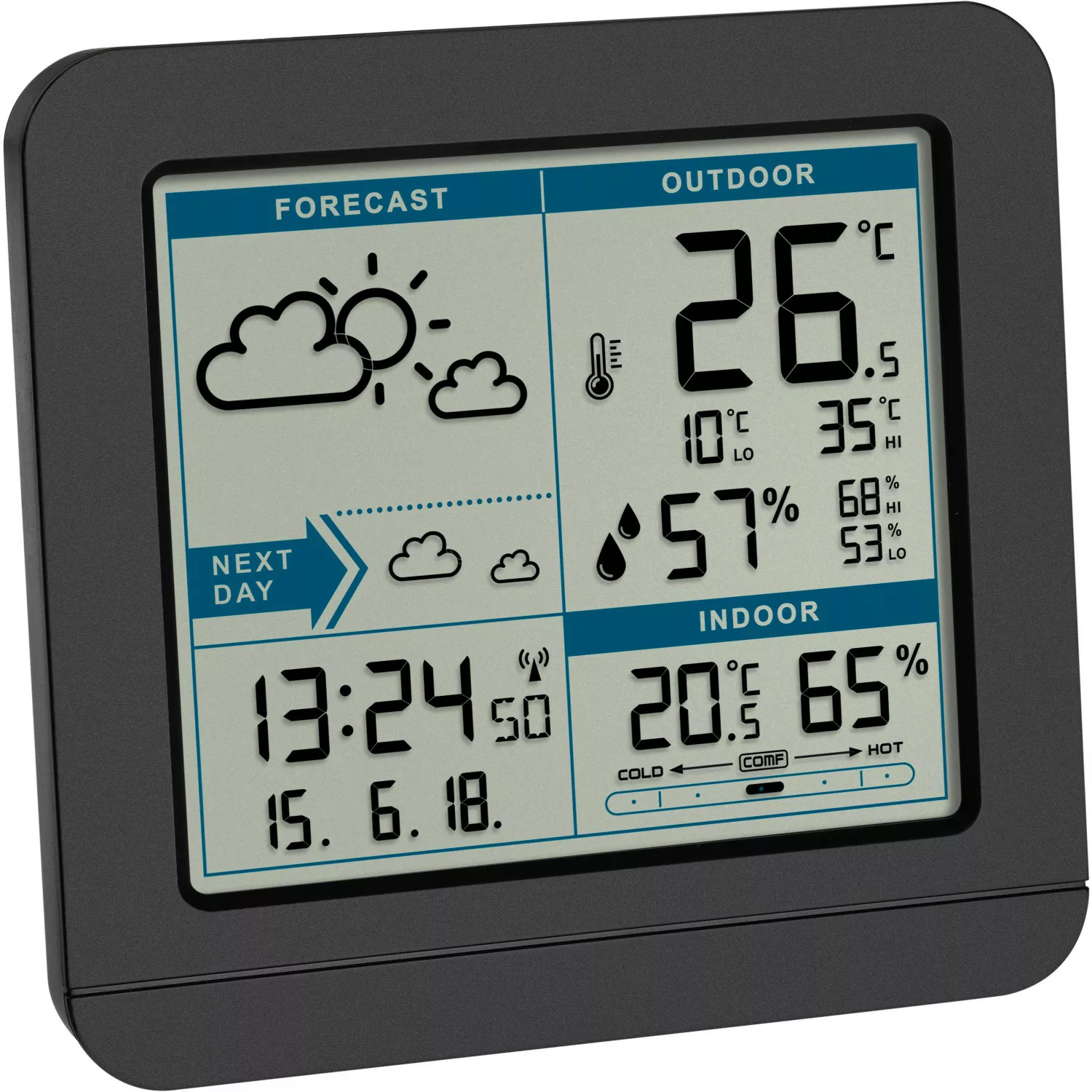 TFA Funk-Wetterstation Sky mit Außensender Schwarz günstig online kaufen