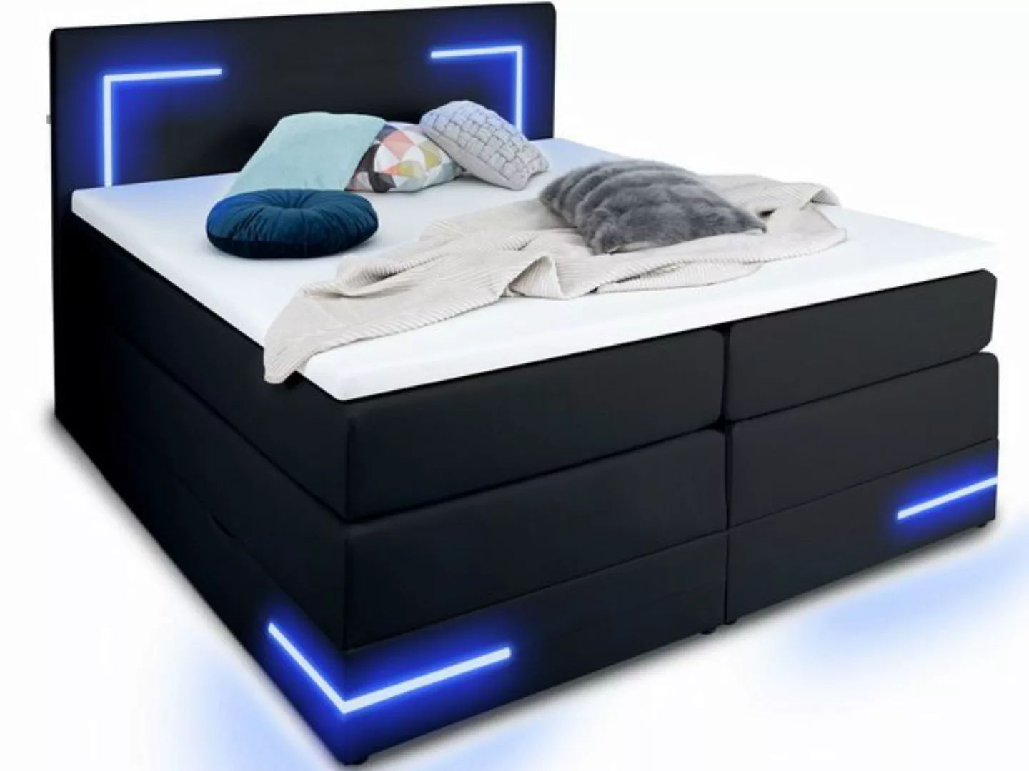 wonello Boxspringbett Lights 2.0, mit LED Beleuchtung und Topper, wahlweise günstig online kaufen