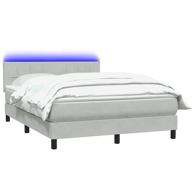 vidaXL Bett Boxspringbett mit Matratze Hellgrau 140x210 cm Samt günstig online kaufen