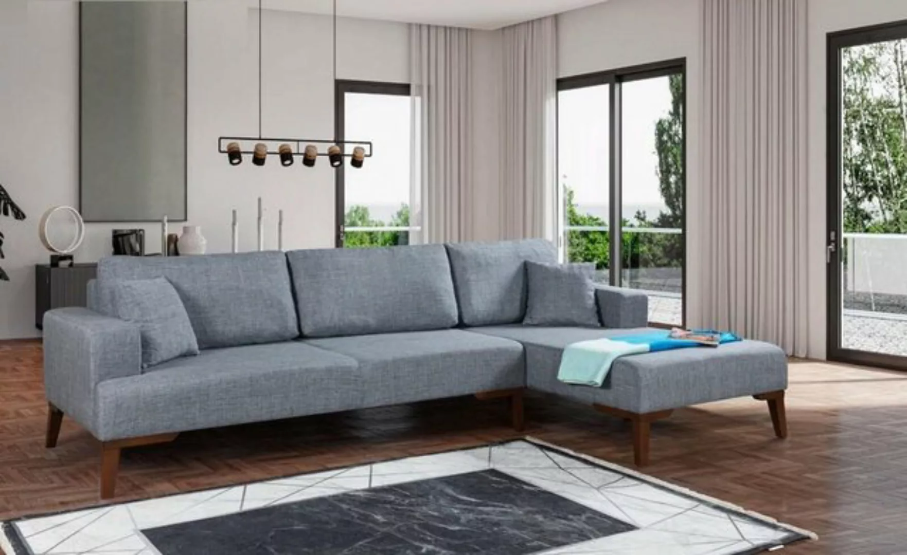 JVmoebel Ecksofa Design Ecksofa Sofa Textile Couch Moderne Sofas Polsterung günstig online kaufen
