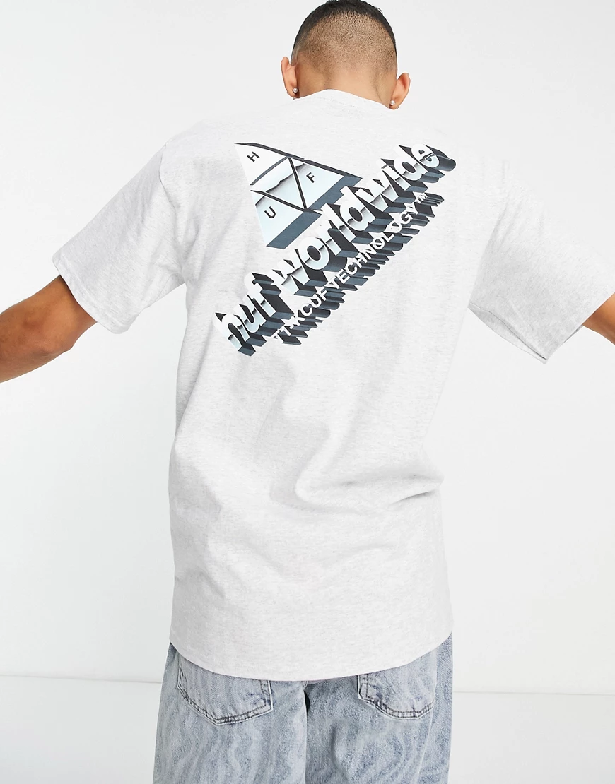 HUF – Peak Tech – T-Shirt in Grau mit Rückenprint günstig online kaufen