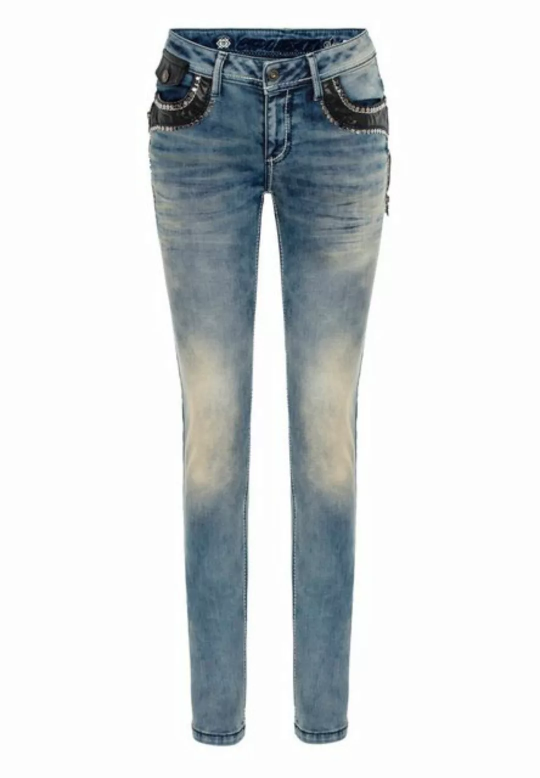 Cipo & Baxx Slim-fit-Jeans mit rockigem Nieten-Besatz günstig online kaufen