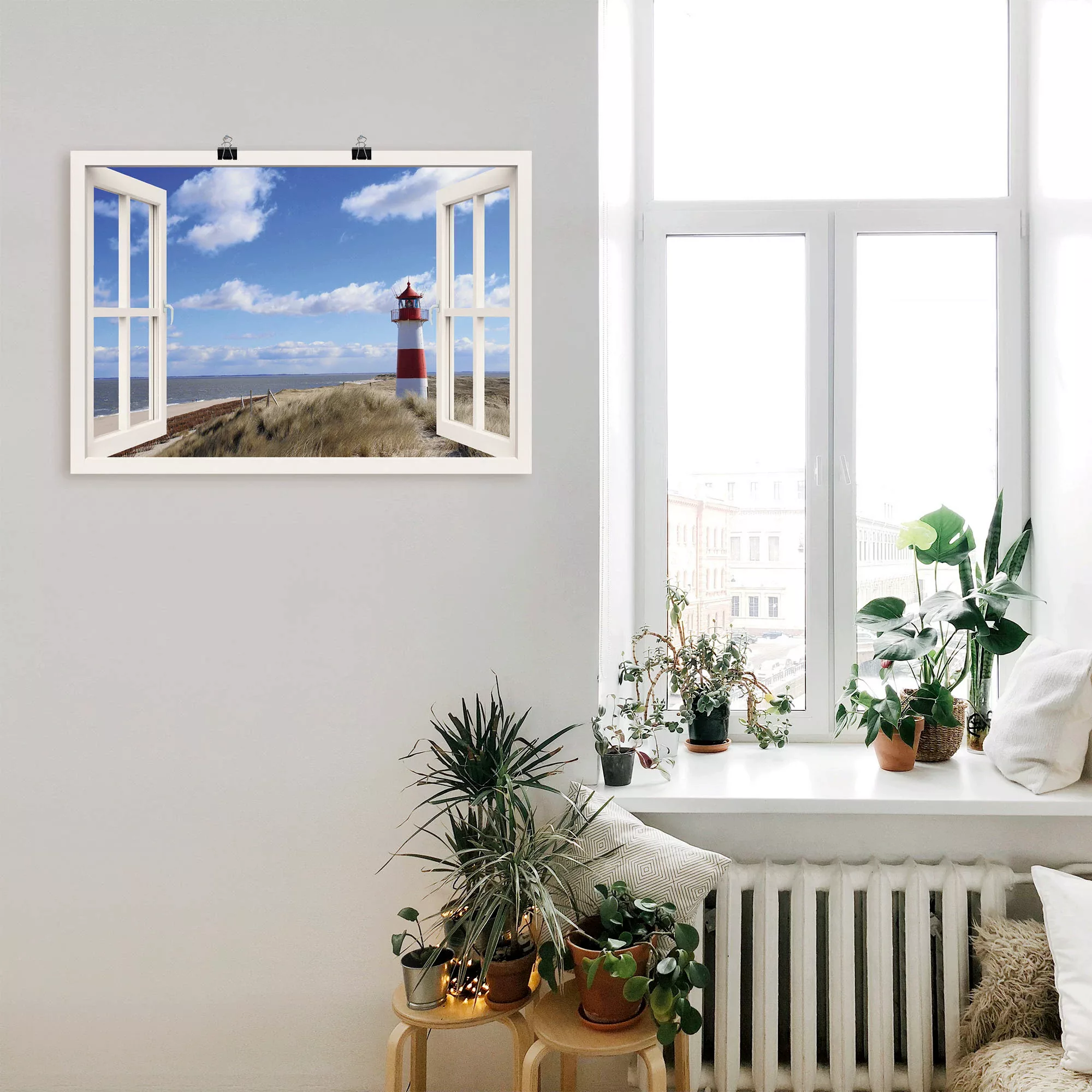 Artland Wandbild "Fensterblick - Leuchtturm Sylt", Fensterblick, (1 St.), a günstig online kaufen