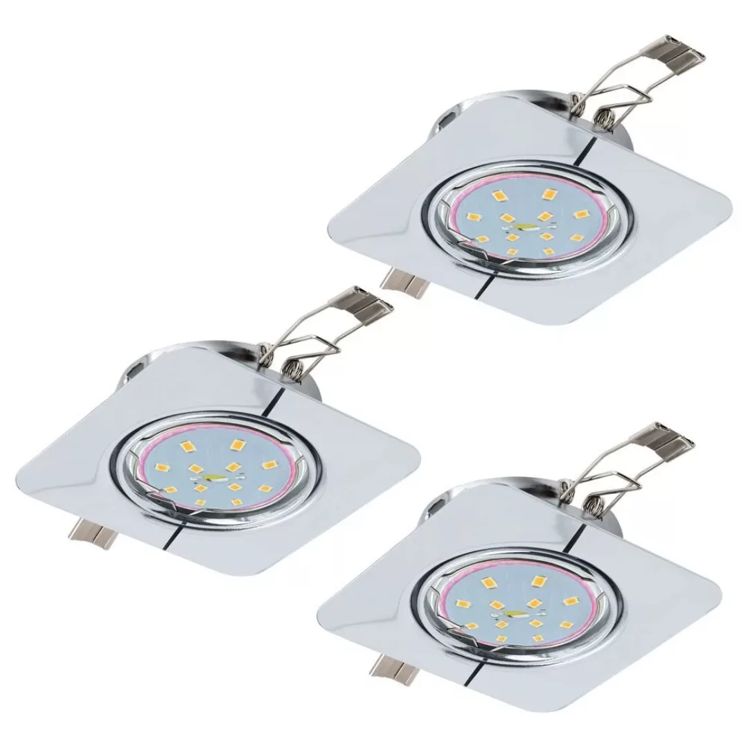 LED Einbauspot, 3er Set, schwenkbar, chrom, eckig, 87x87mm günstig online kaufen