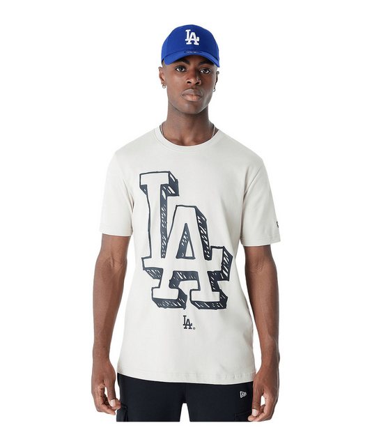 New Era T-Shirt Los Angeles Dodgers T-Shirt Beige Baumwolle günstig online kaufen