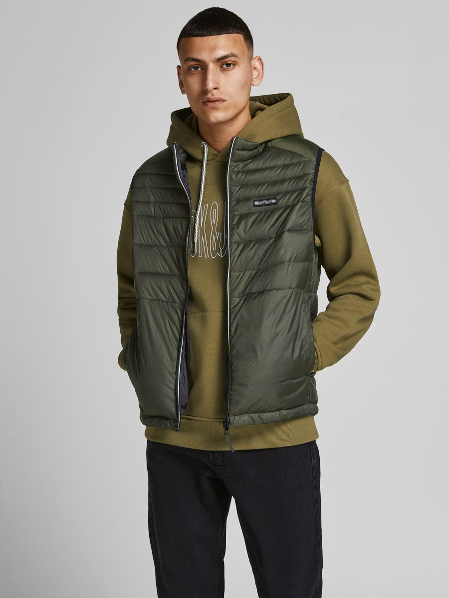 Jack & Jones Essentials – Steppweste in Khaki-Grün günstig online kaufen