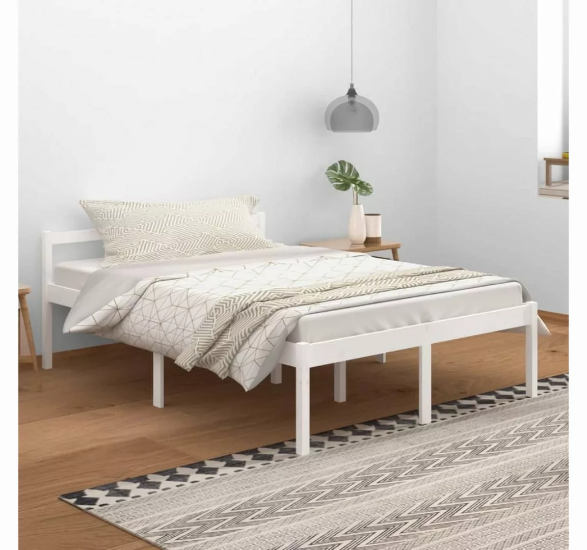 furnicato Bett Seniorenbett Weiß 140x200 cm Massivholz Kiefer günstig online kaufen