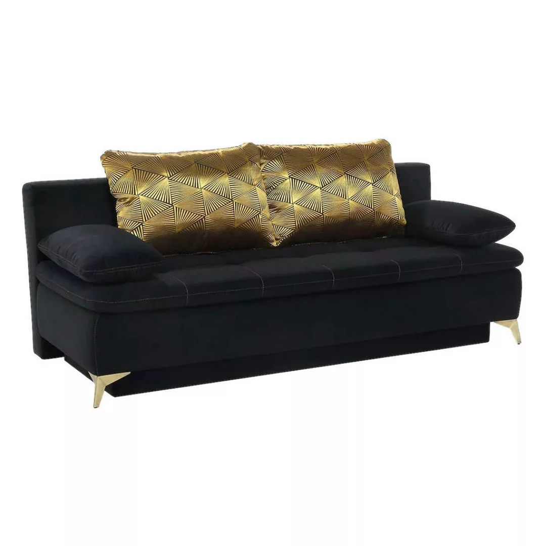 Schlafsofa  schwarz Samt B/H/T: ca. 202x88x95 cm günstig online kaufen