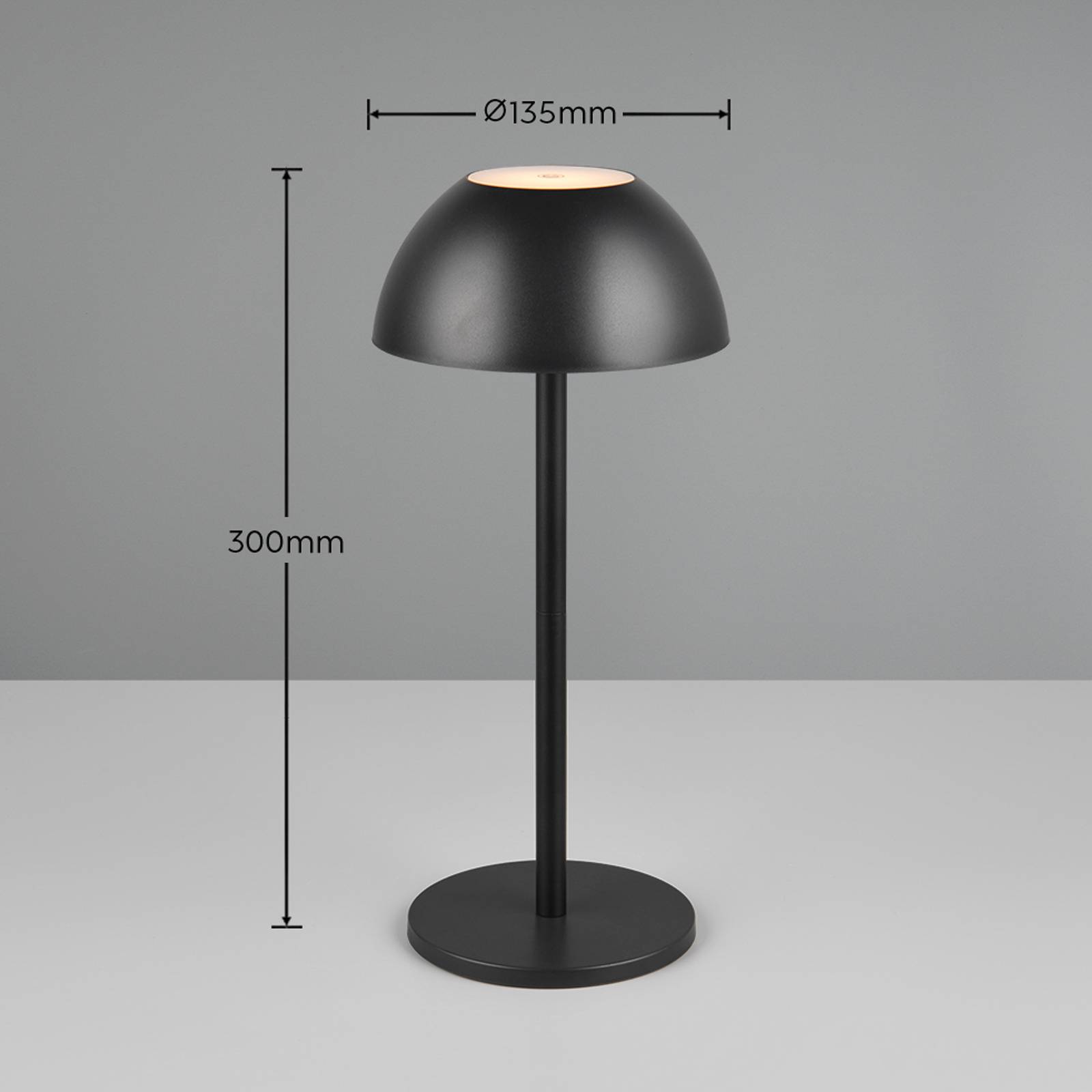 LED-Akku-Tischlampe Ricardo, schwarz, Höhe 30 cm, Kunststoff günstig online kaufen