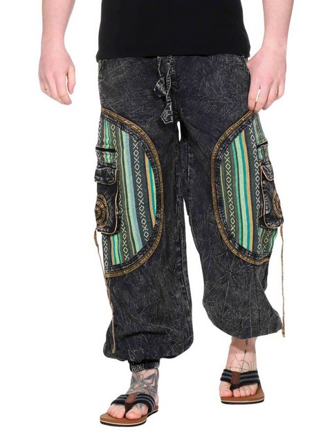 KUNST UND MAGIE Cargohose Stonewashed Cargohose Hippie Goa Cargo Hose Plude günstig online kaufen