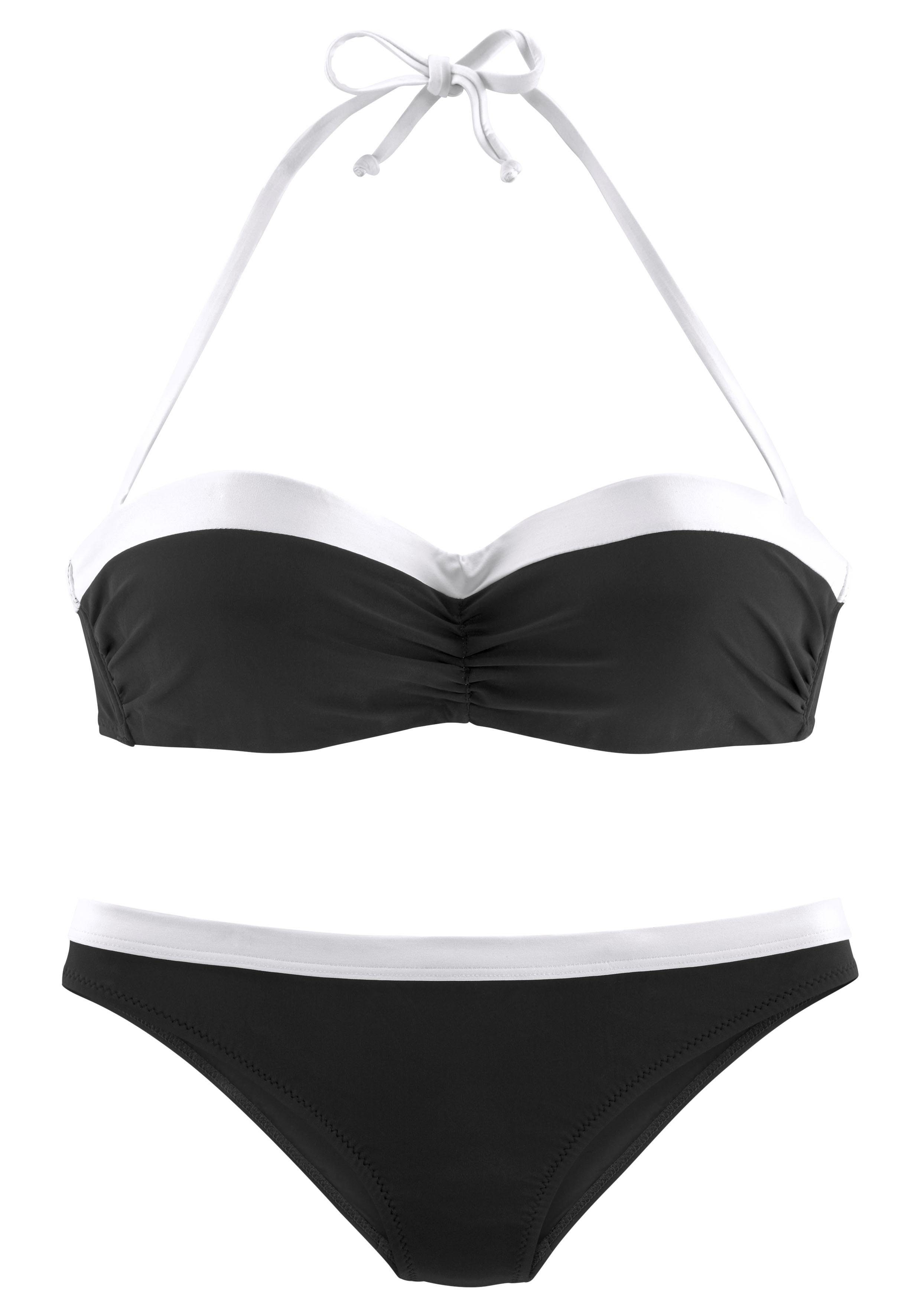 LASCANA Bügel-Bandeau-Bikini, mit kontrastfarbener Einfassung günstig online kaufen