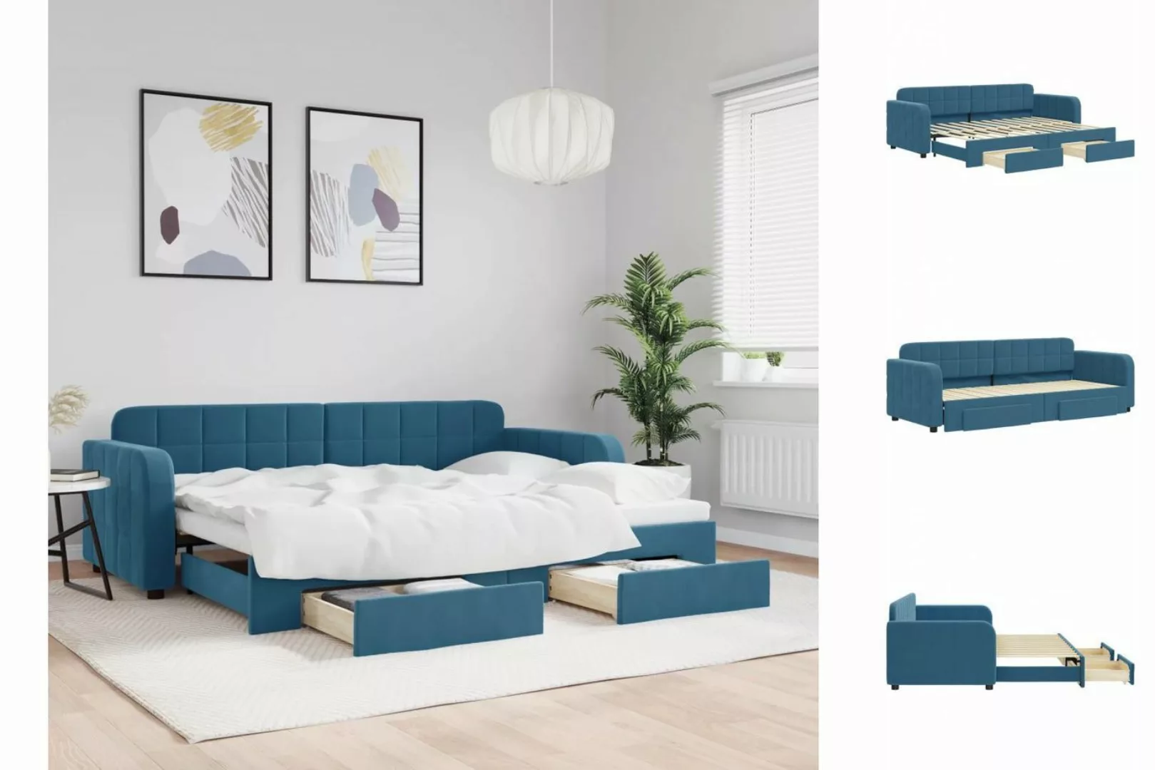 vidaXL Gästebett Gästebett Tagesbett Ausziehbar mit Schubladen Blau 80x200 günstig online kaufen