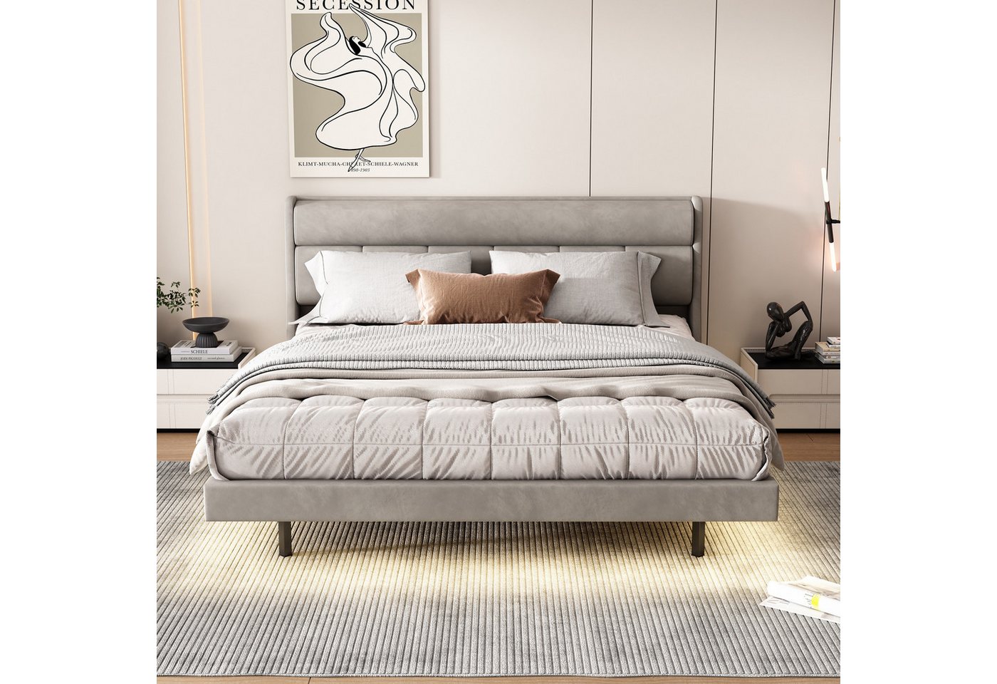 TavilaEcon Polsterbett Doppelbett Funktionsbett flaches Bett, schwebendes B günstig online kaufen