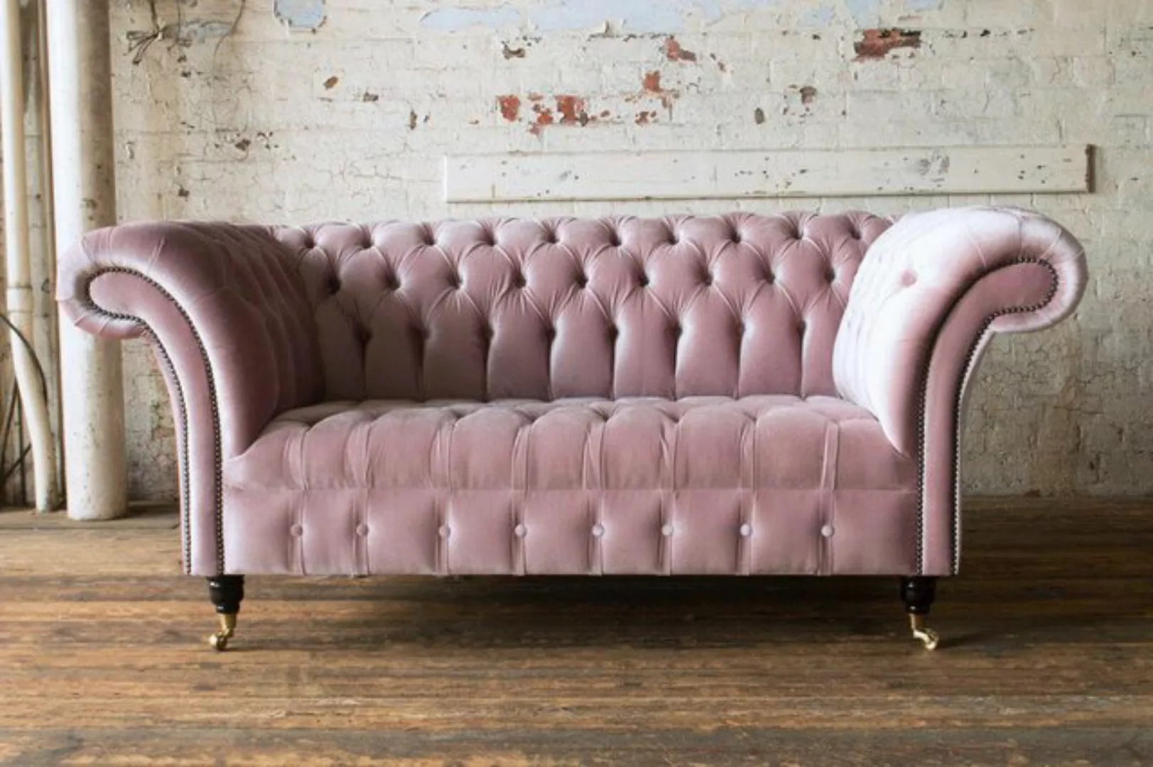 Xlmoebel 2-Sitzer Rosa 2-Sitzer Chesterfield Polster-Couch aus Stoff, 1 Tei günstig online kaufen