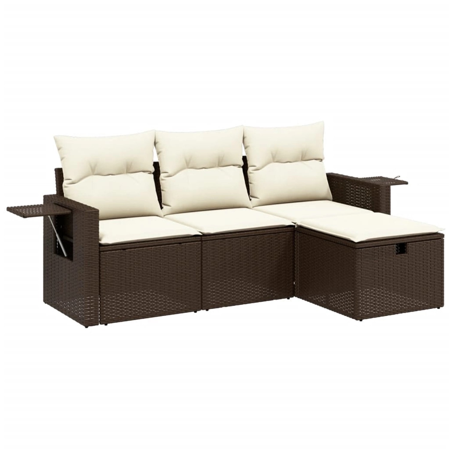 vidaXL 4-Tlg Garten-Sofagarnitur mit Kissen Braun Poly Rattan 3263759 günstig online kaufen