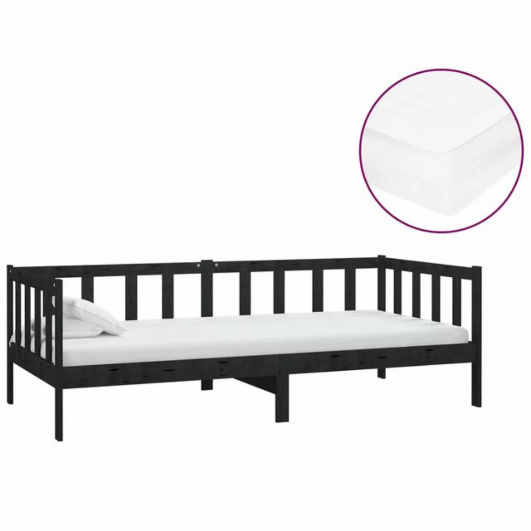 vidaXL Gästebett Tagesbett Gästebett mit Matratze 90x200 cm Schwarz Massivh günstig online kaufen