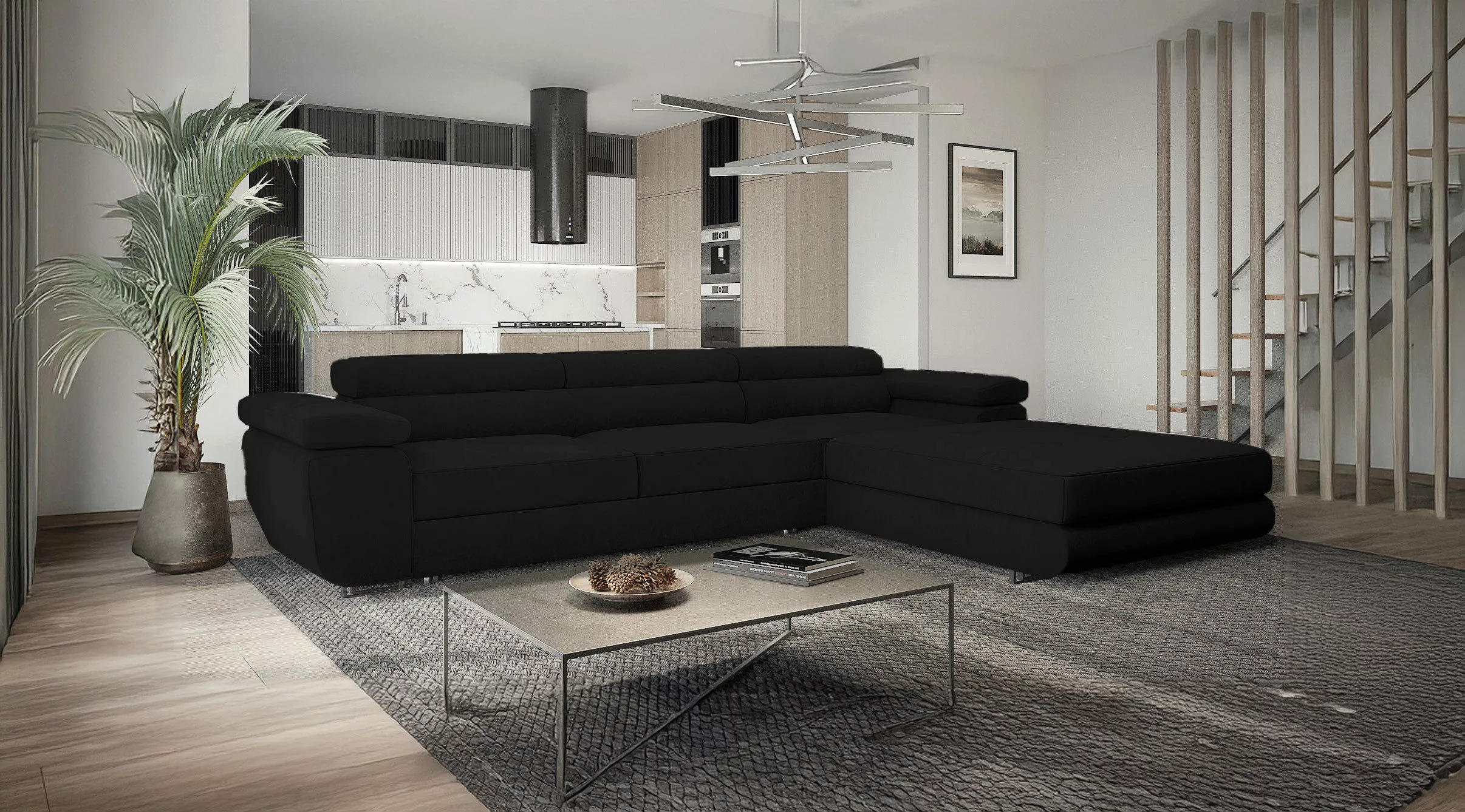 Goldstoff Ecksofa mit Schlaffunktion und Bettkasten, günstig online kaufen
