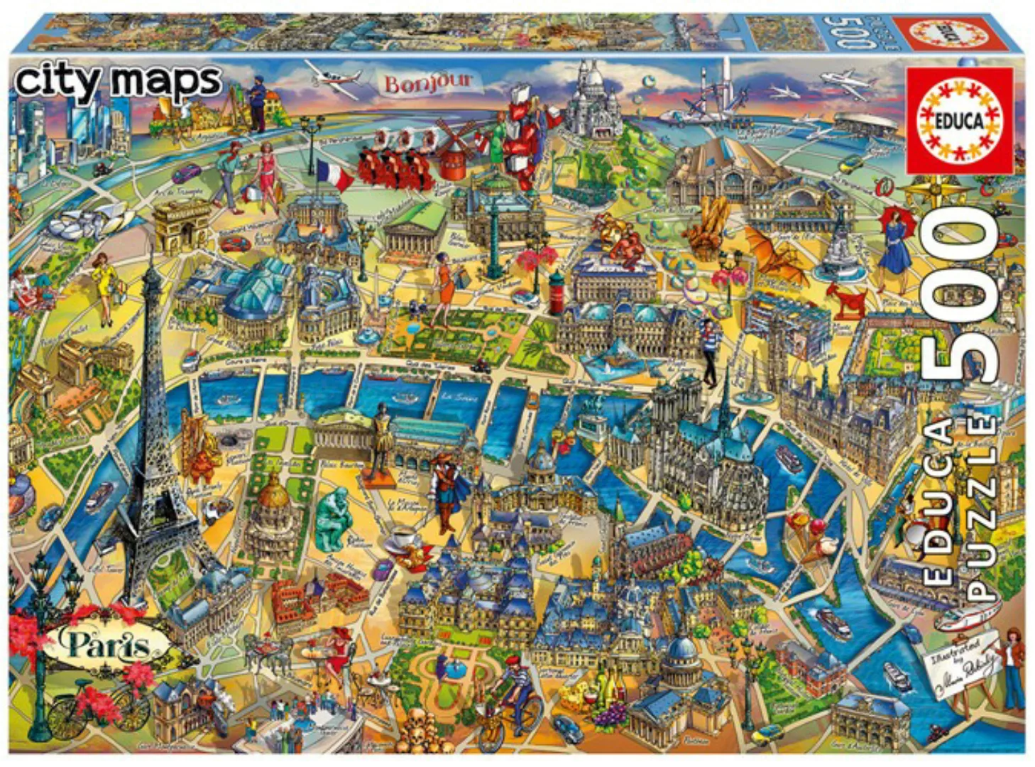 Educa Puzzle 9218452 - Paris Map - 500 Teile Puzzle günstig online kaufen