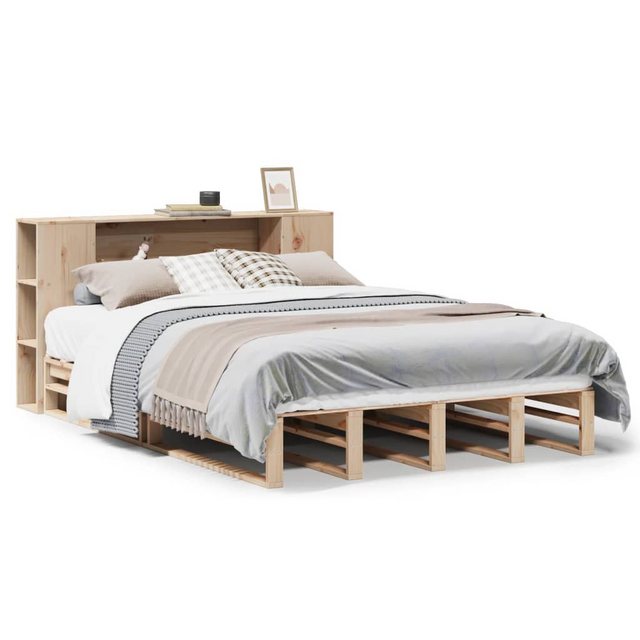 vidaXL Bett, Massivholzbett mit Regal ohne Matratze 160x200 cm Massivholz günstig online kaufen