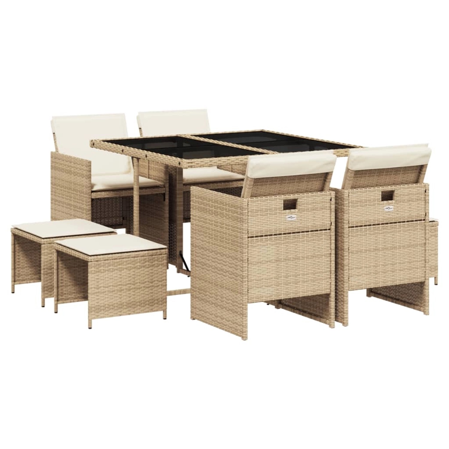 vidaXL 9-tlg Garten-Essgruppe mit Kissen Beige Poly Rattan Modell 32 günstig online kaufen