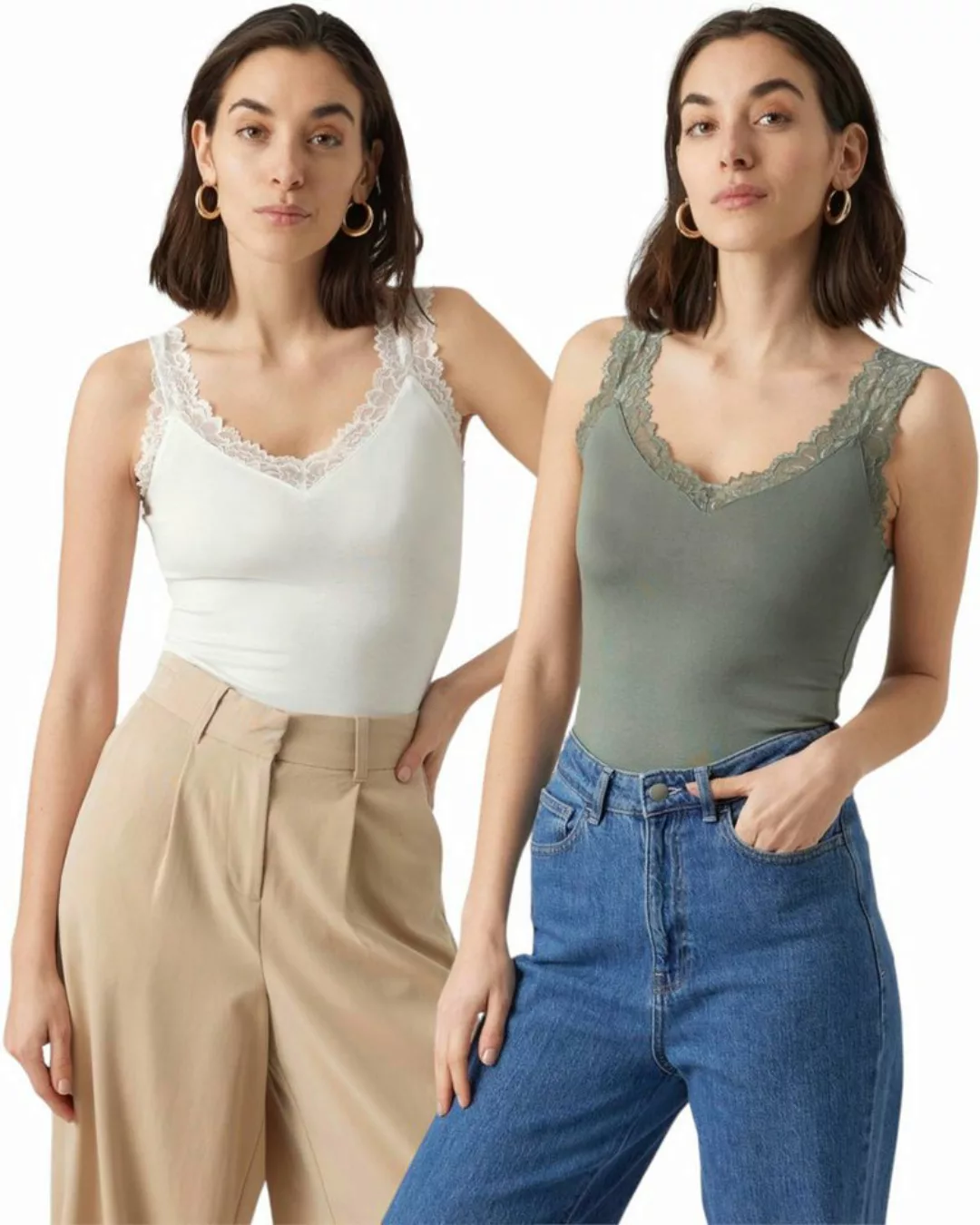 Vero Moda Spitzentop (Set, 2er-Pack) Basic Tank Top Unifarben im Doppelpack günstig online kaufen