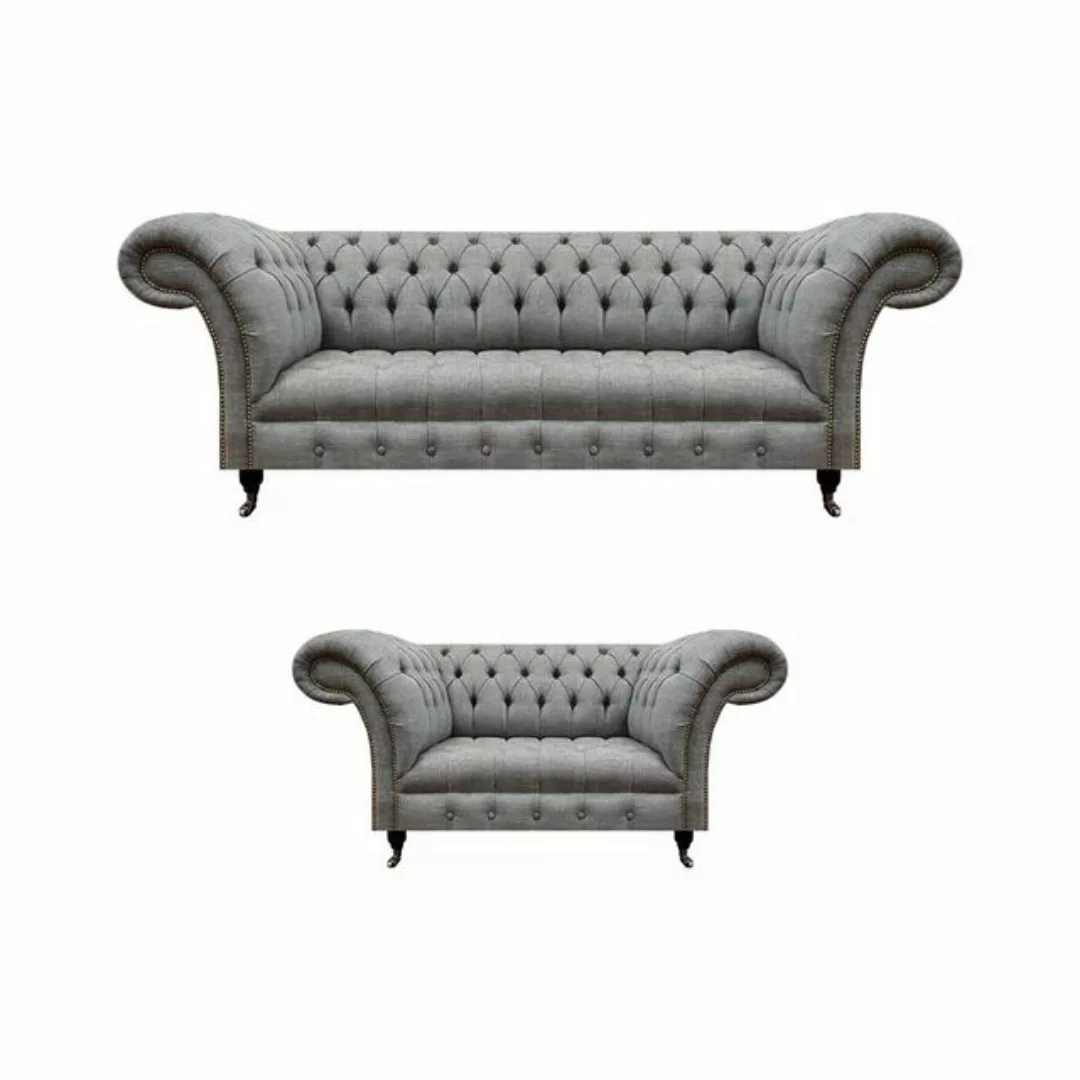 Xlmoebel Sofa Neu Luxuriöser Dreisitzer Sessel und Sofa Set in Grau für das günstig online kaufen