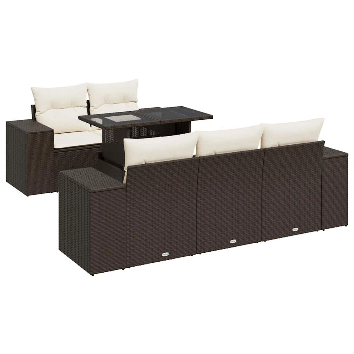 vidaXL 6-Tlg Garten-Sofagarnitur mit Kissen Braun Poly Rattan 3326734 günstig online kaufen