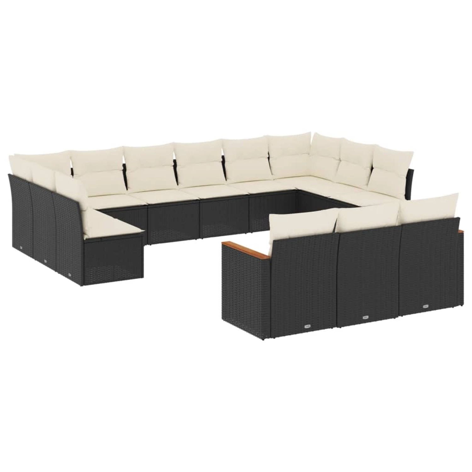 vidaXL 13-Tlg Garten-Sofagarnitur mit Kissen Schwarz Poly Rattan 3226455 günstig online kaufen