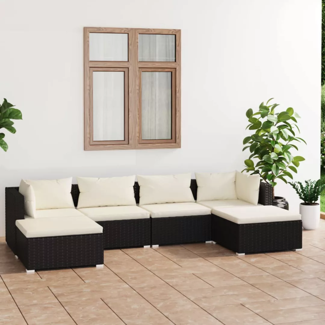 Vidaxl 6-tlg. Garten-lounge-set Mit Kissen Poly Rattan Schwarz günstig online kaufen