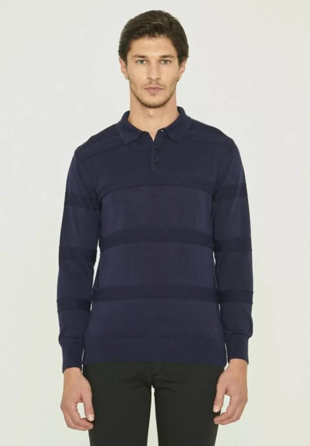 ORGANICATION Polokragenpullover Men's Polo Sweater in Navy günstig online kaufen