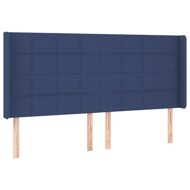 vidaXL Bett, Kopfteil mit Ohren Blau 183x16x118/128 cm Stoff günstig online kaufen