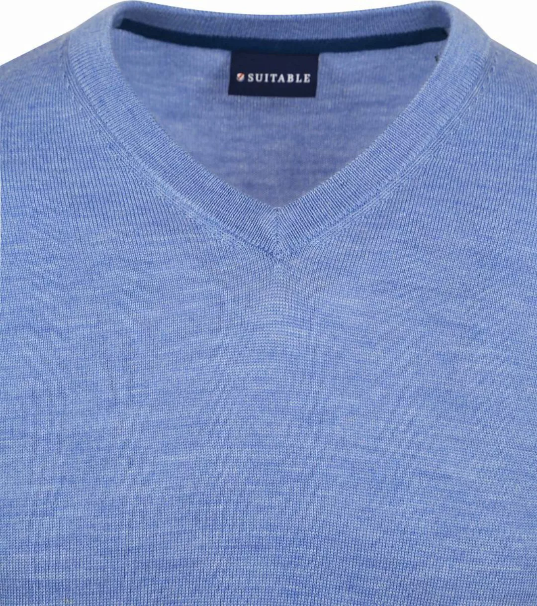 Suitable Merino Pullover V-Ausschnitt Hellblau - Größe L günstig online kaufen