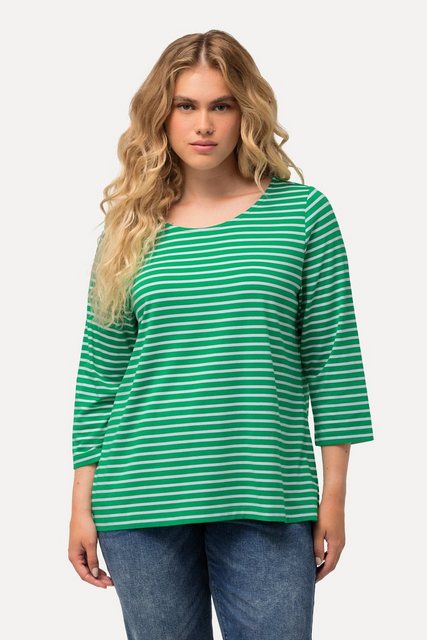 Ulla Popken T-Shirt Shirt Ringel Classic Rundhals 3/4-Arm Modal günstig online kaufen