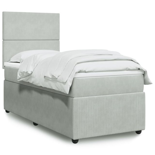 vidaXL Boxspringbett mit Matratze Hellgrau 80x200 cm Samt2106687 günstig online kaufen