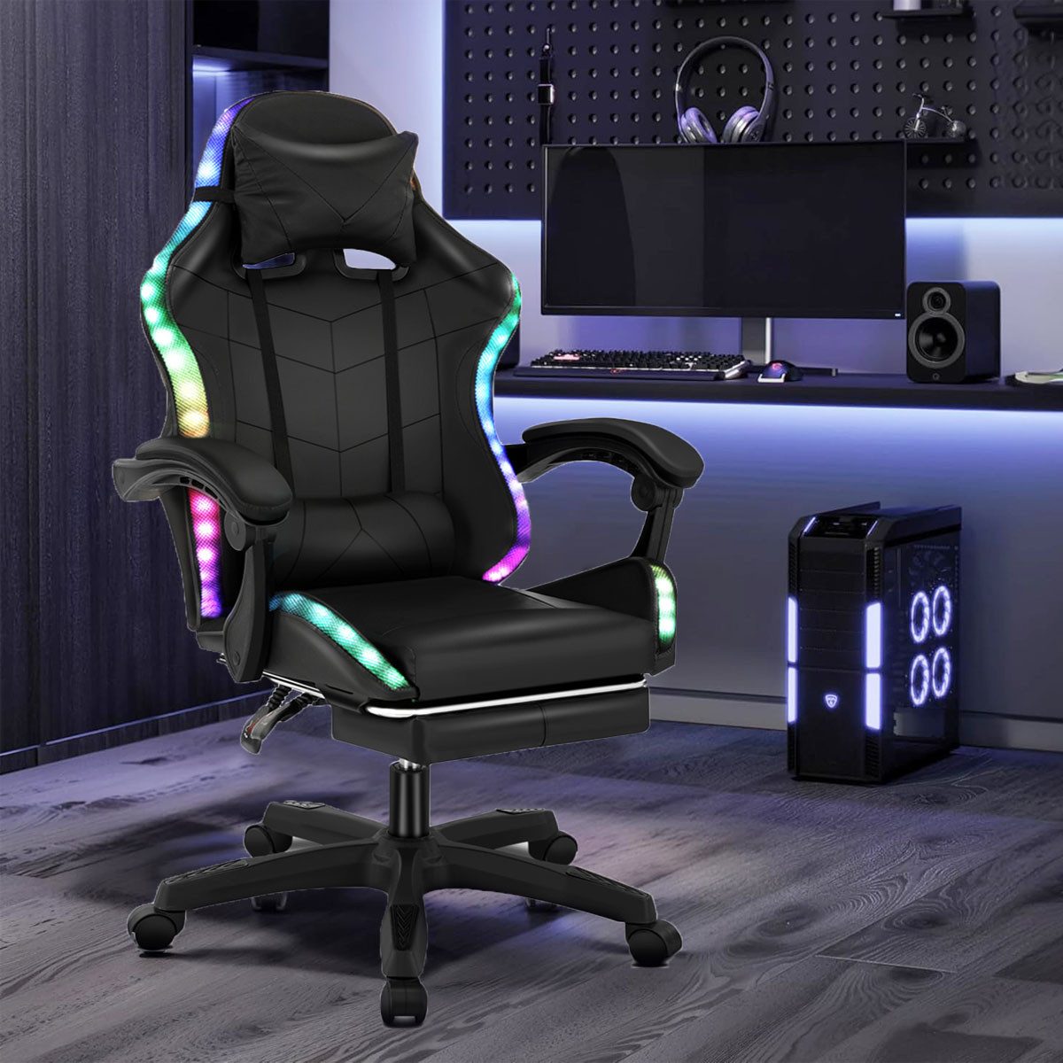 LETGOSPT Gaming-Stuhl LED Gaming Chair Computerstuhl günstig online kaufen