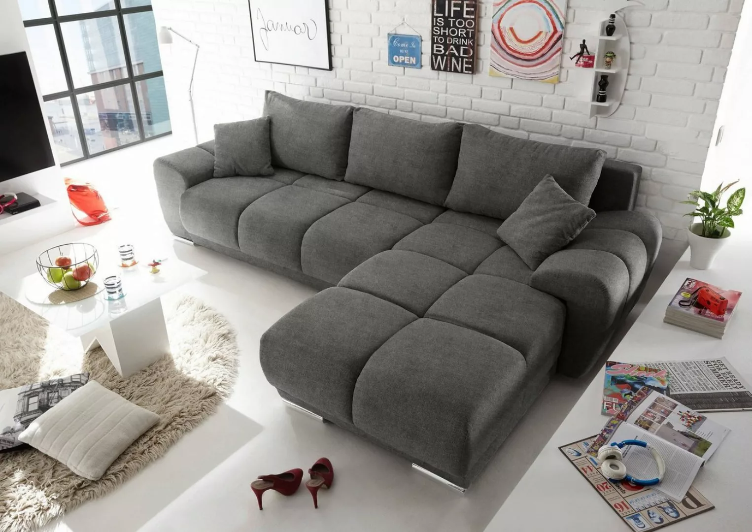 ED EXCITING DESIGN Ecksofa Anton, mit Schlaffunktion, Bettkasten, universel günstig online kaufen