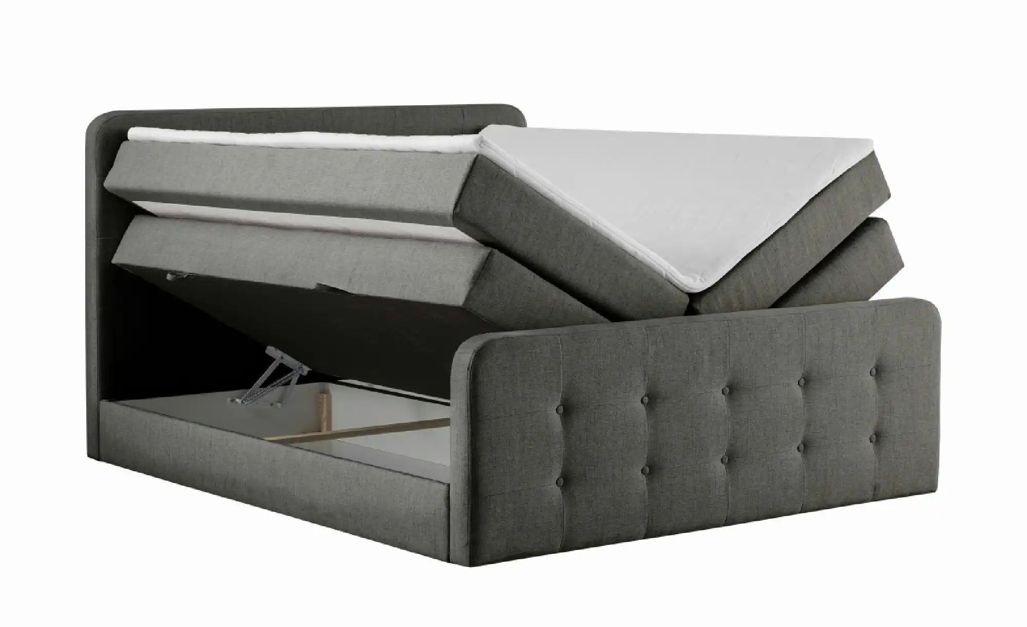 Boxspringbett mit Bettkasten Neapel ¦ grau ¦ Maße (cm): B: 160 H: 121 Bette günstig online kaufen