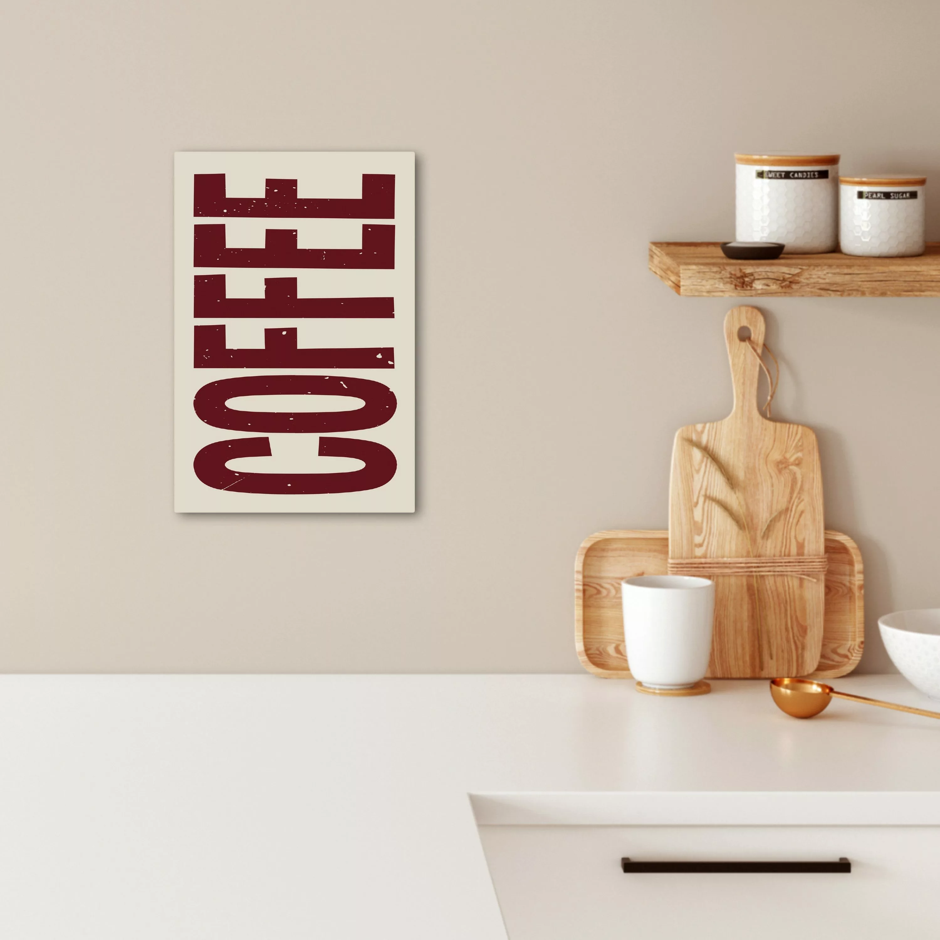 OneMillionCanvasses® Leinwandbild Kaffee -Japandi - Rot günstig online kaufen