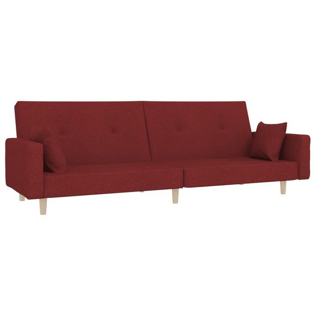 vidaXL Sofa Schlafsofa Sofa mit Schlaffunktion mit 2 Kissen Stoff, Rot günstig online kaufen