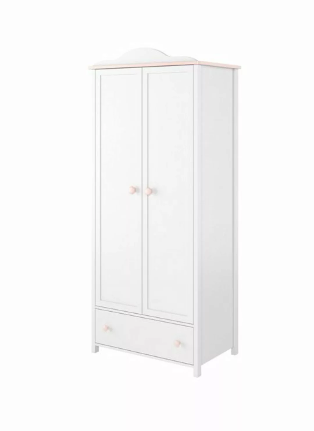 Compleo Kleiderschrank für Mädchen LARA mit Regale und Schublade, weiß+rosa günstig online kaufen